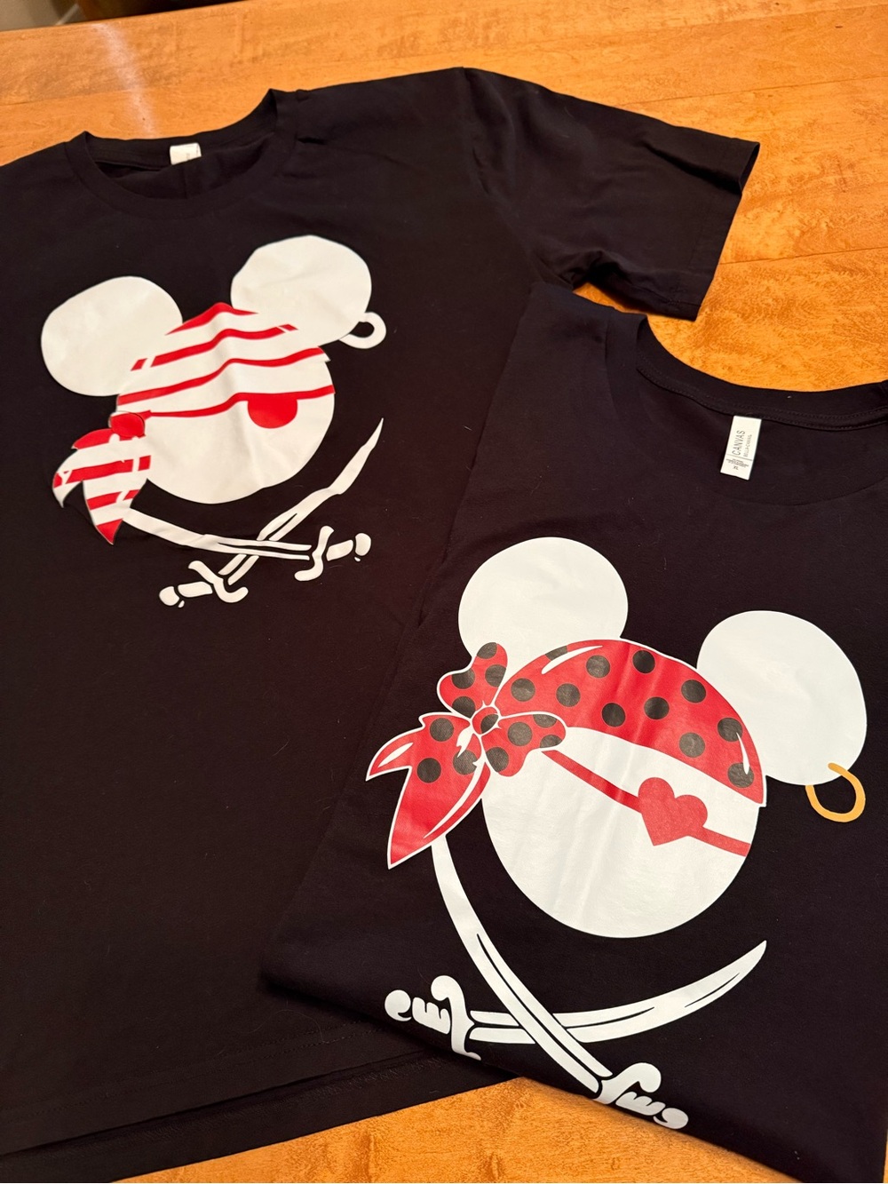 Disney CL Pirate Mouse Graphic Black Tee - Red & White Bandana